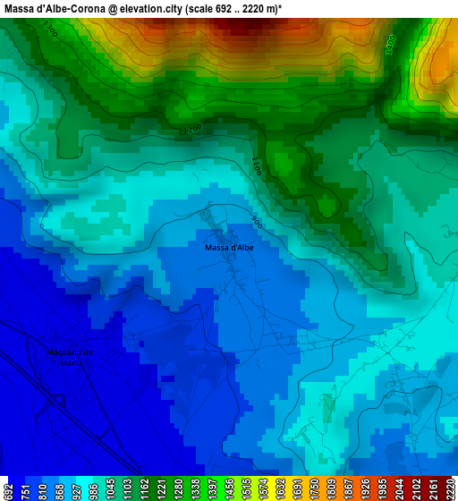 Massa d'Albe-Corona elevation map