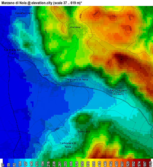 Marzano di Nola elevation map