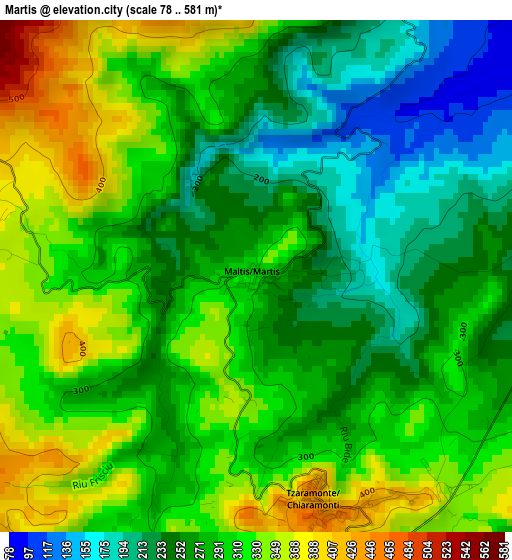 Martis elevation map