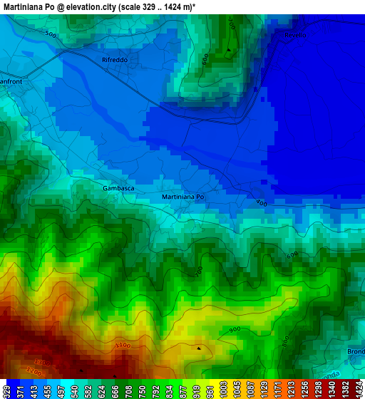 Martiniana Po elevation map