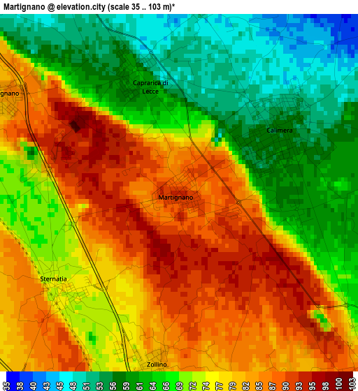 Martignano elevation map