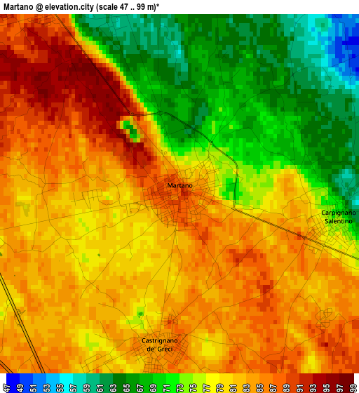 Martano elevation map