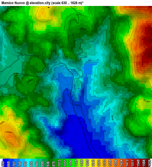 Marsico Nuovo elevation map