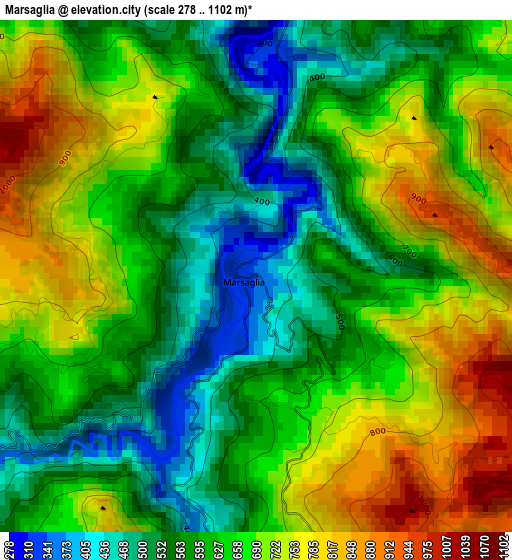 Marsaglia elevation map