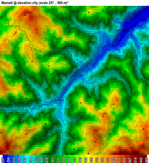 Marradi elevation map