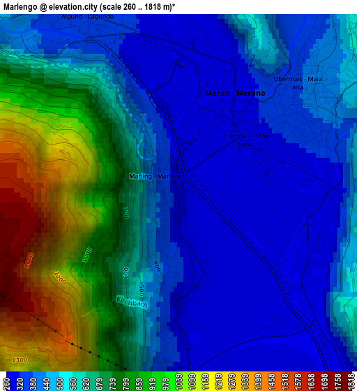 Marlengo elevation map