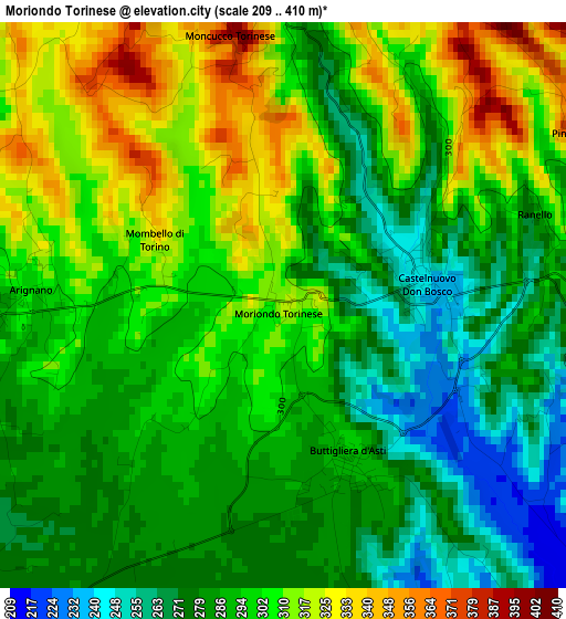 Moriondo Torinese elevation map