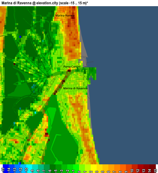 Marina di Ravenna elevation map