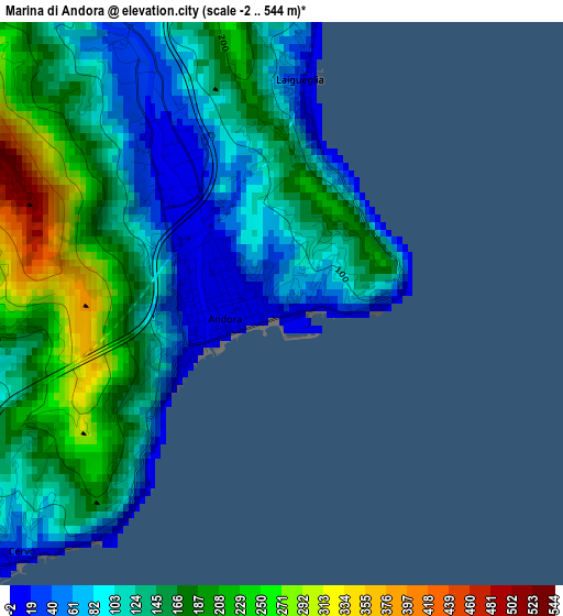 Marina di Andora elevation map