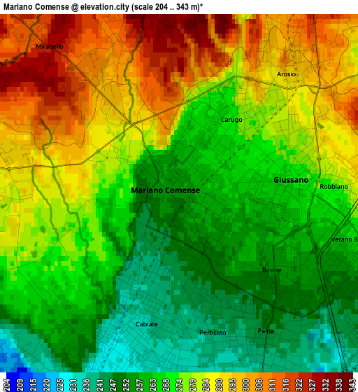 Mariano Comense elevation map