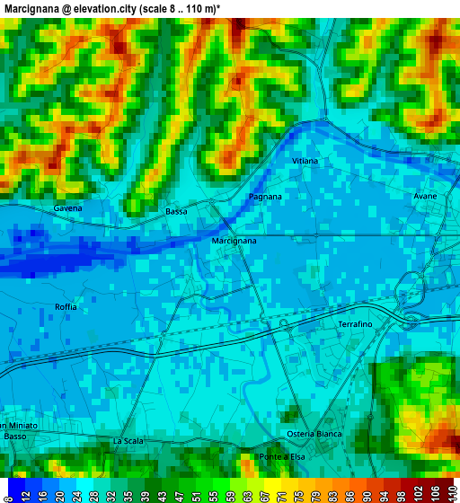 Marcignana elevation map