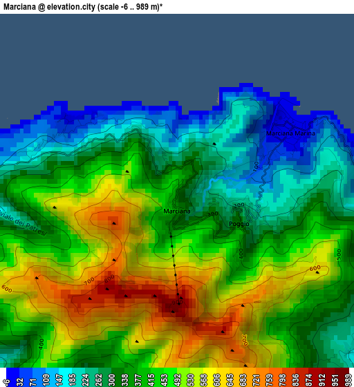 Marciana elevation map