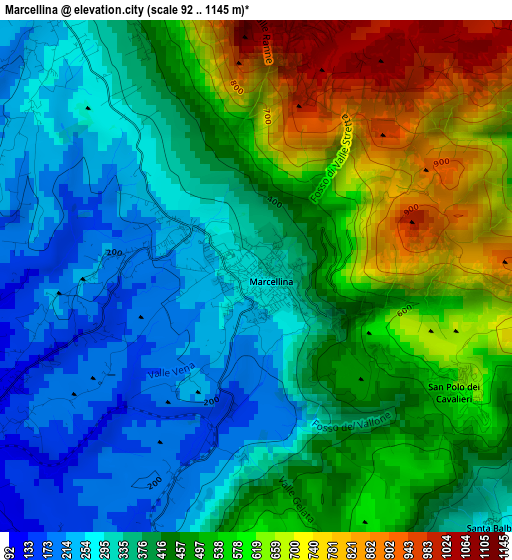 Marcellina elevation map