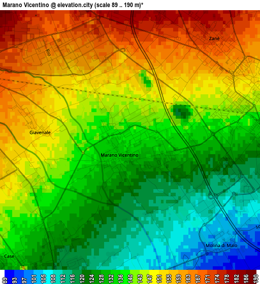 Marano Vicentino elevation map