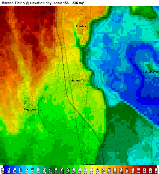 Marano Ticino elevation map