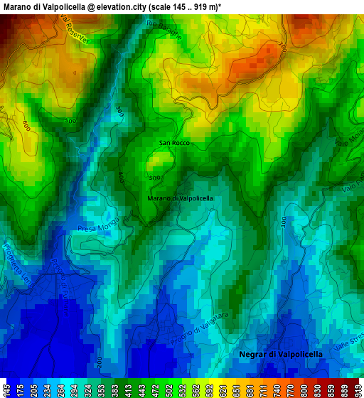 Marano di Valpolicella elevation map