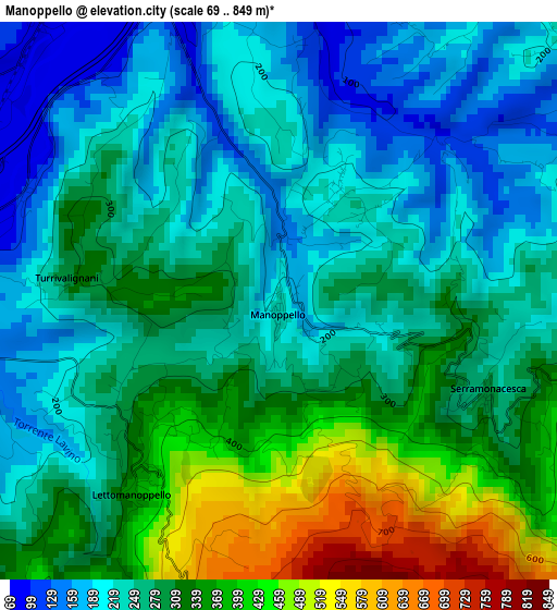 Manoppello elevation map