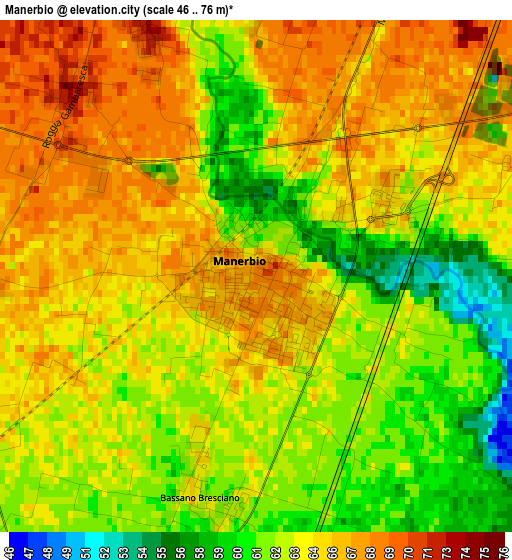 Manerbio elevation map