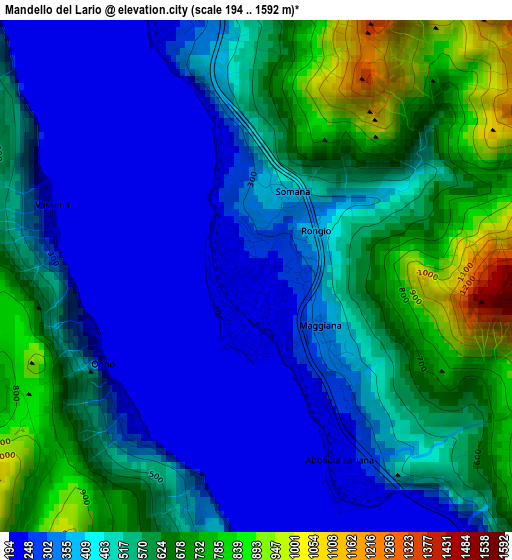 Mandello del Lario elevation map