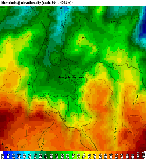 Mamoiada elevation map