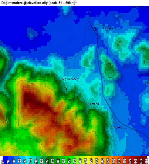 Değirmendere elevation map