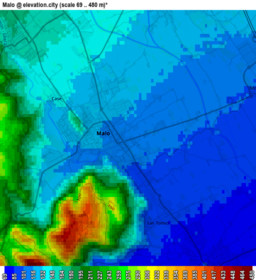 Malo elevation map