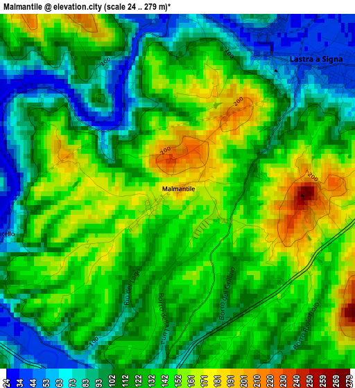 Malmantile elevation map