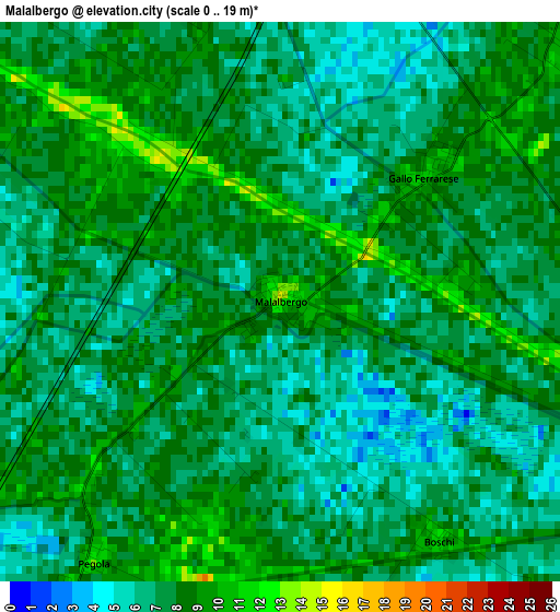 Malalbergo elevation map