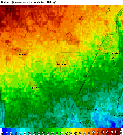 Mairano elevation map