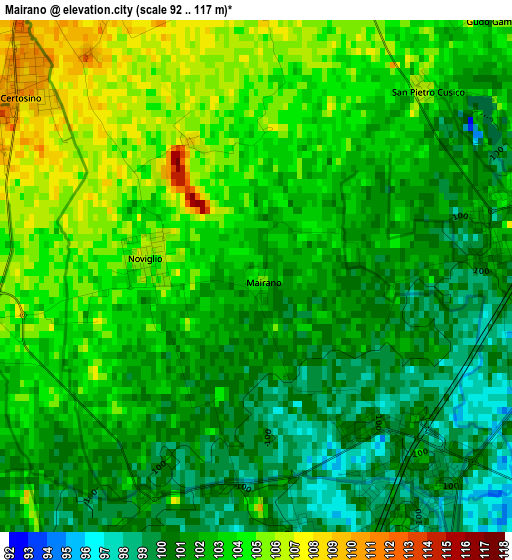 Mairano elevation map