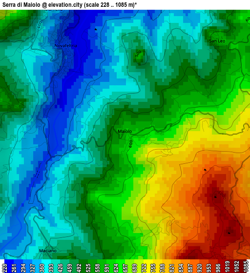 Serra di Maiolo elevation map