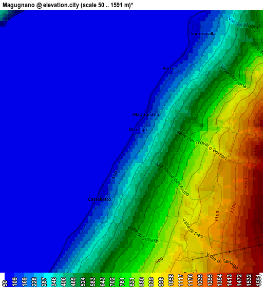 Magugnano elevation map