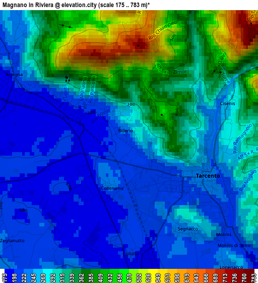 Magnano in Riviera elevation map