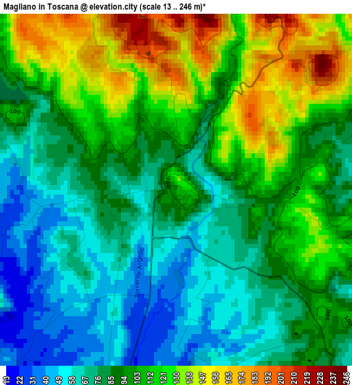 Magliano in Toscana elevation map