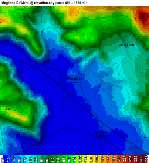 Magliano De'Marsi elevation map