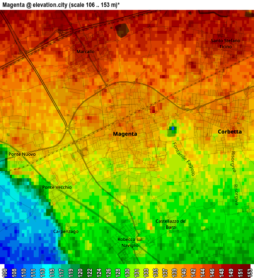 Magenta elevation map