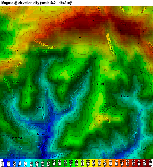 Magasa elevation map