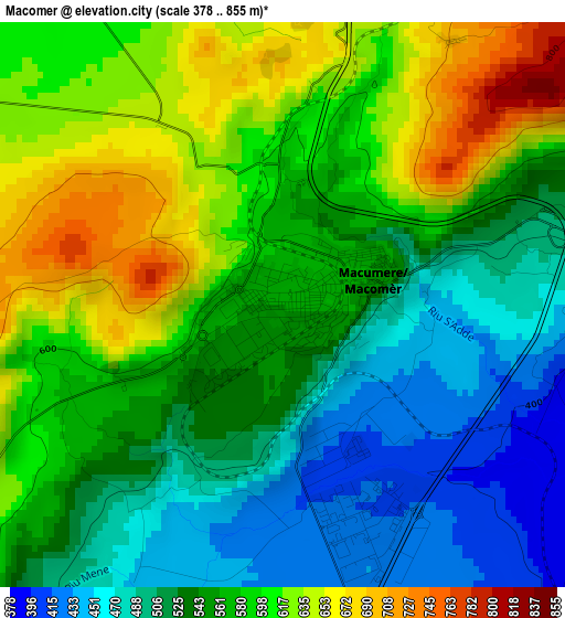 Macomer elevation map