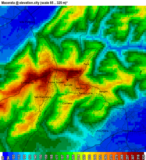 Macerata elevation map