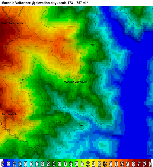 Macchia Valfortore elevation map