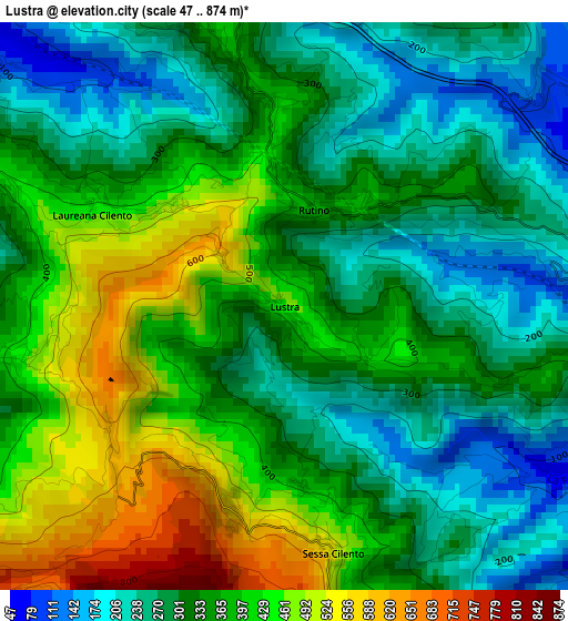 Lustra elevation map