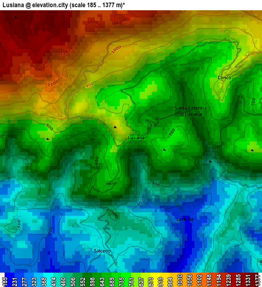 Lusiana elevation map