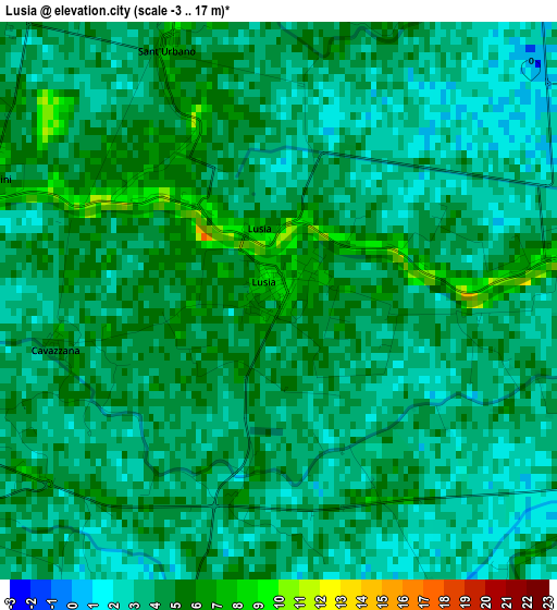 Lusia elevation map