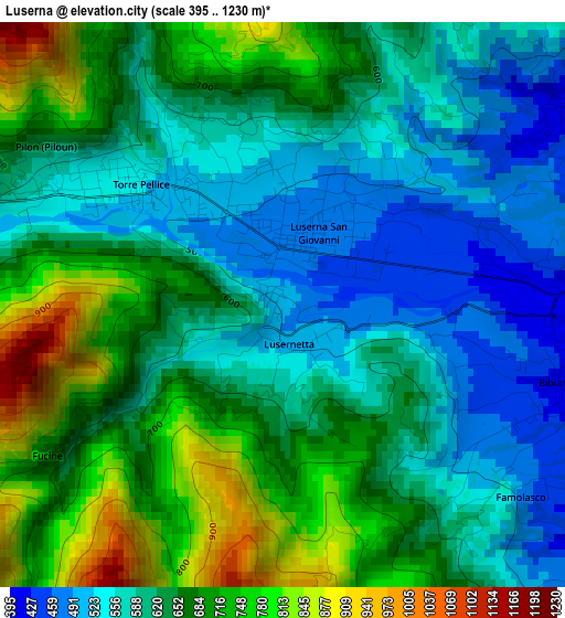 Luserna elevation map