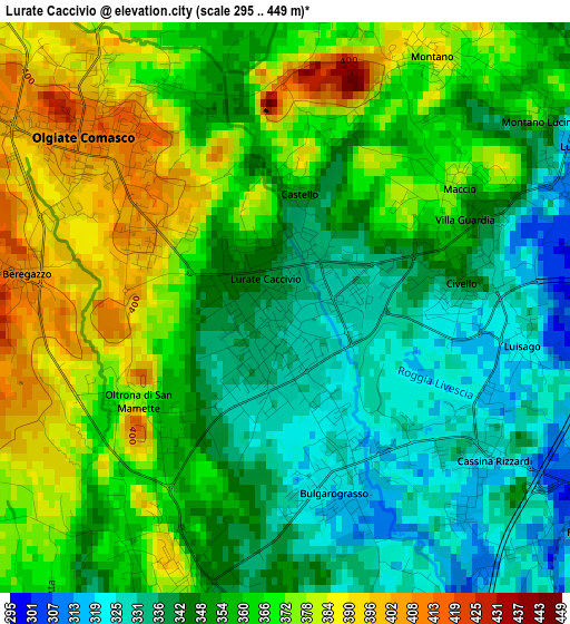 Lurate Caccivio elevation map