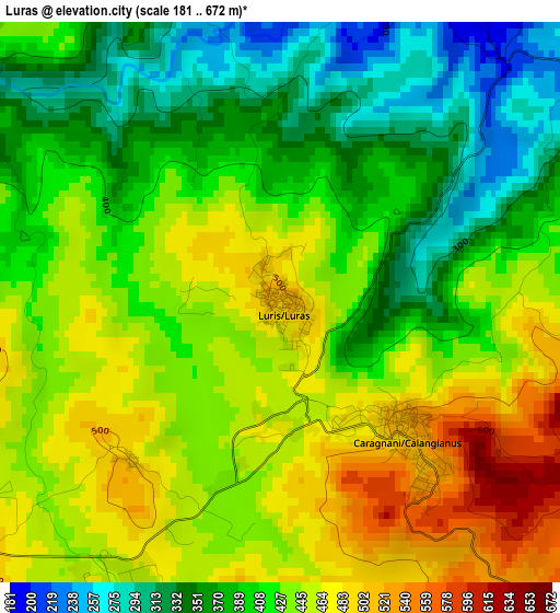 Luras elevation map