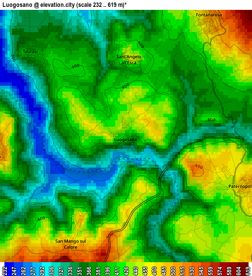 Luogosano elevation map