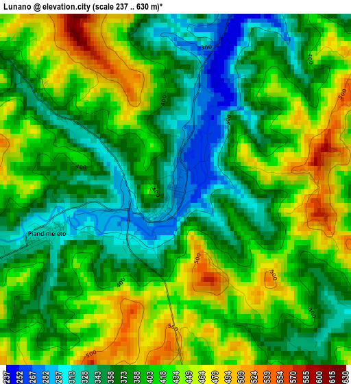 Lunano elevation map