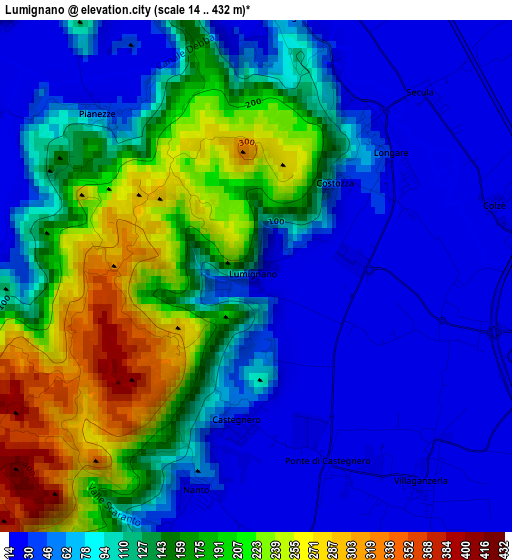 Lumignano elevation map