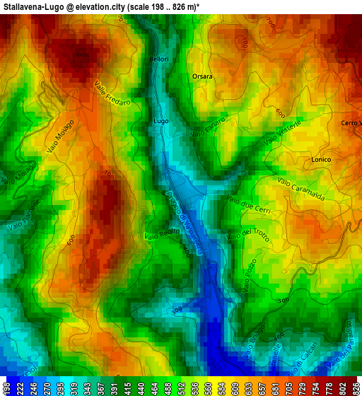 Stallavena-Lugo elevation map